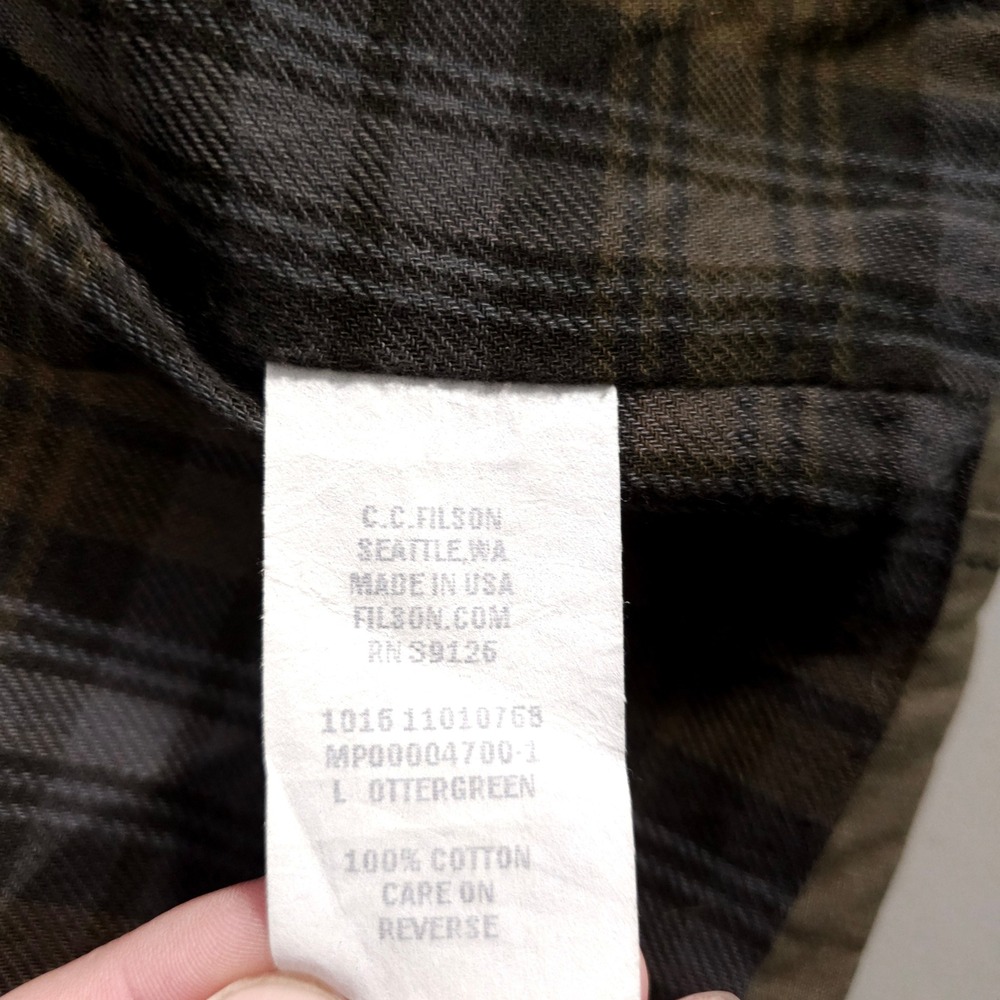 Filson Mile Marker Coat Mens L Otter Green Waxed Cotton Jacket 11010768 USA - Picture 3 of 9